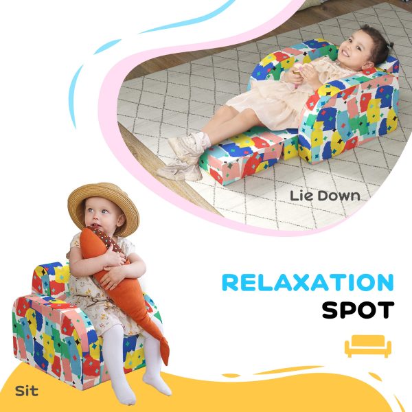 AIYAPLAY Kids Armchair, Foldable Toddler Chair for Bedroom - Multicoloured - Image 3
