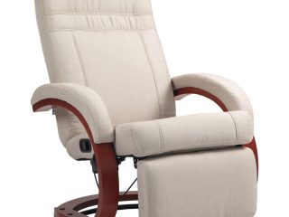 HOMCOM Manual Recliner Swivel Reclining Chair with Footrest Armrests Beige
