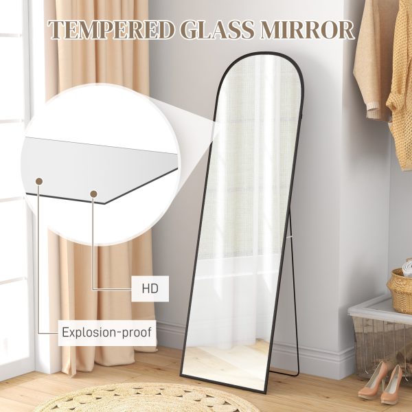 HOMCOM Full Length Mirror with Aluminium Alloy Frame Hanging or Leaning Black - Image 5