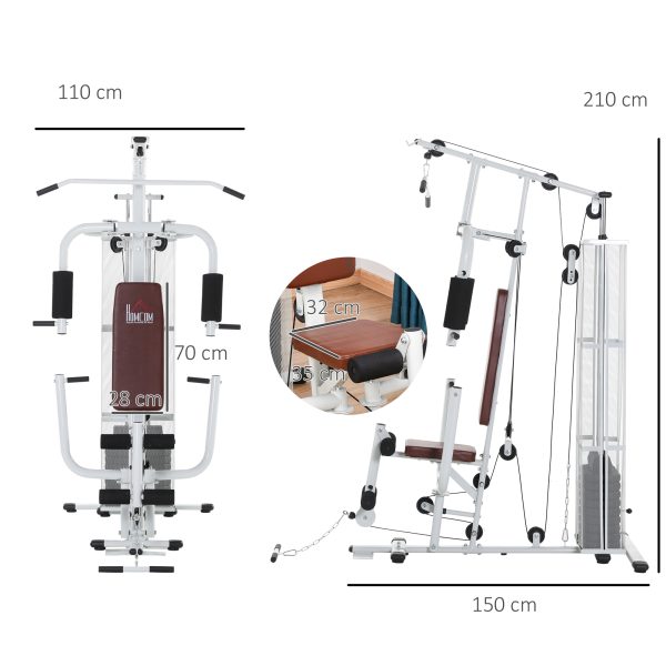 HOMCOM Multifunction Home Gym Weight Training Station Machine White - Image 5