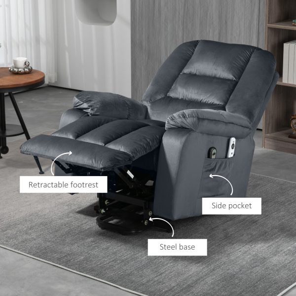 HOMCOM Lift Chair with Vibration Massage, Heat, Quick Assembly, Grey - Image 5