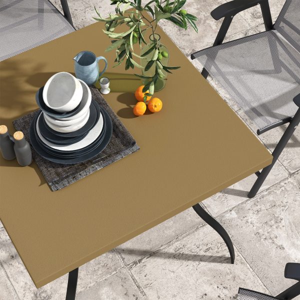 Outsunny Garden Dining Table w/ Umbrella Hole, Dining Table for 4, Brown - Image 7