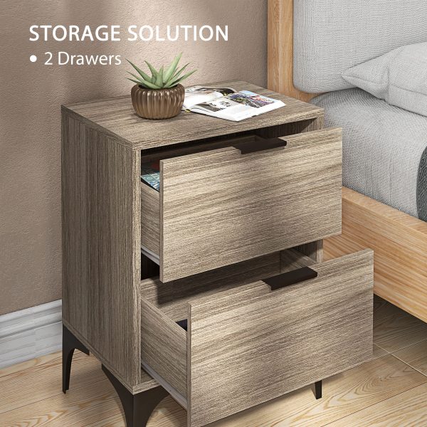 HOMCOM Bedside Tables Set of 2 with 2 Drawers for Bedroom, Living Room - Image 5
