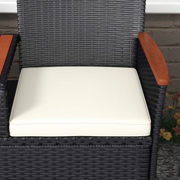 Outsunny 2 Seat Rattan Garden Bench,  Decorative Handrails, Black - Image 8