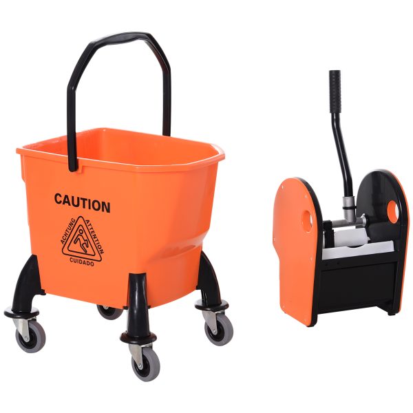HOMCOM Mop Bucket on Wheels with Carry Handle, Mop Holder and Plastic Body - Image 8