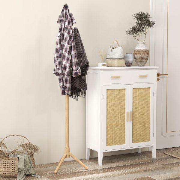 HOMCOM Coat Rack Bamboo Coat Stand with 8 Hooks for Handbags, Natural - Image 7