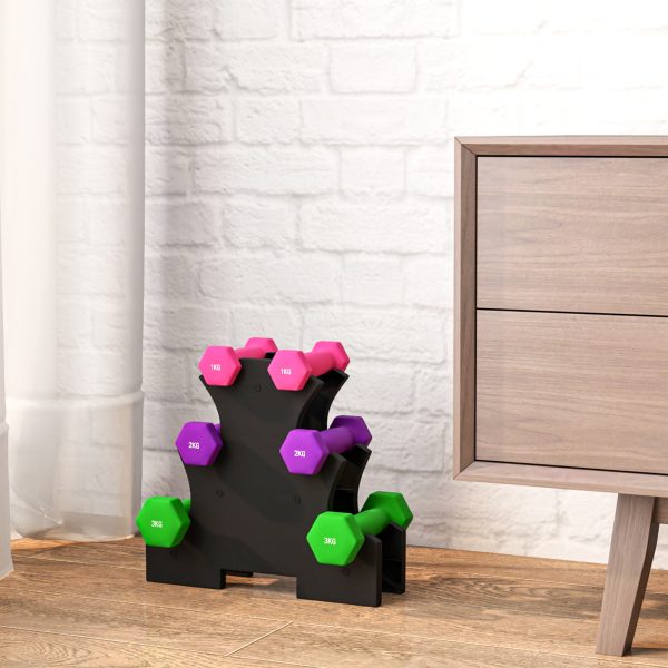 SPORTNOW Hex Dumbbells Set with Dumbbell Rack, 2 x 1kg, 2 x 2kg, 2 x 3kg - Image 7