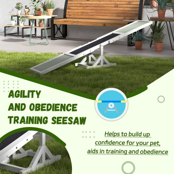 PawHut Wooden Pet Seesaw for Big Dogs with Anti-Slip Surface, White - Image 7