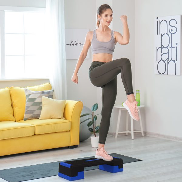 SPORTNOW 15cm/20cm/25cm Aerobic Step Platform for Home and Office, Blue - Image 5