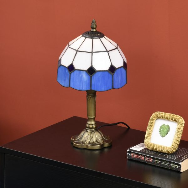 HOMCOM Antique Table Lamp, for Bedroom Bedside, Bulb not Included, Blue - Image 7