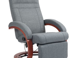 HOMCOM Manual Recliner Swivel Reclining Chair with Footrest Armrests Grey