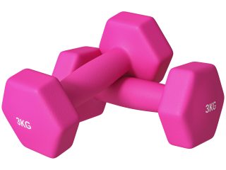 SPORTNOW Set of 2 Hexagonal Dumbbells Weights Pair, 2 x 3kg, Pink