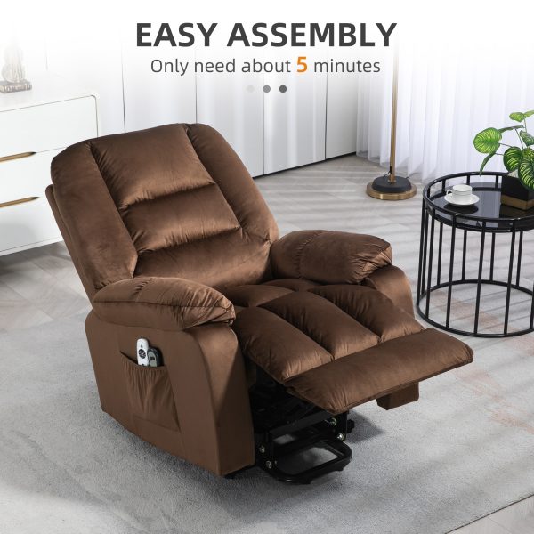 HOMCOM Lift Chair with Vibration Massage, Heat, Quick Assembly, Brown - Image 5