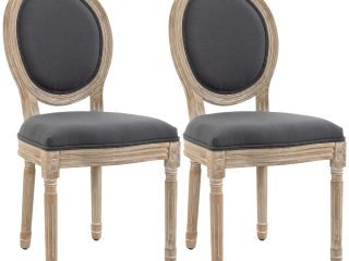 HOMCOM French-Style Dining Chairs Set of 2 with Linen Upholstery, Backrest