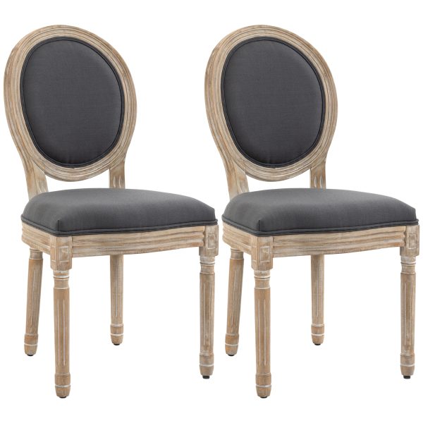 HOMCOM French-Style Dining Chairs Set of 2 with Linen Upholstery, Backrest