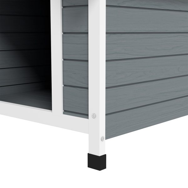 PawHut Dog Kennel Outdoor Dog House w/ Removable Floor, for Medium Dogs - Grey - Image 8