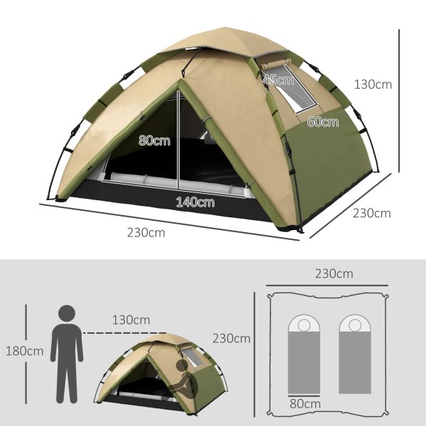 Outsunny 3-4 Man Camping Tent Portable with Bag, Quick Setup, Dark Green - Image 5