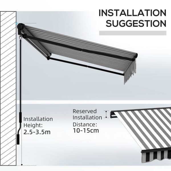 Outsunny 3 x 2m Electric Retractable Awning, Aluminium Frame, Grey & White - Image 5