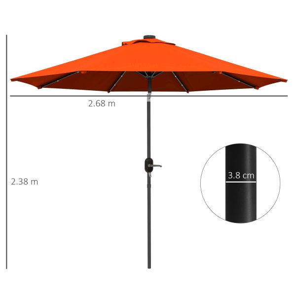Outsunny 24 LED Solar Powered Parasol Umbrella Garden Tilt Outdoor String Light - Image 5