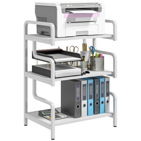 HOMCOM 3-Tier Storage Shelf, Metal Shelves for Storage for Home Office, White