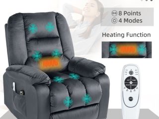 HOMCOM Lift Chair with Vibration Massage, Heat, Quick Assembly, Grey