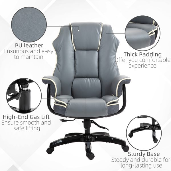 Vinsetto High Back Office Chair with Height Adjustable, Reclining, Grey - Image 8