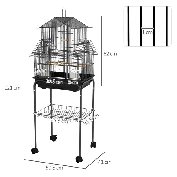 PawHut Metal Bird Cage Small with Perch Food Container Handle for Finch Canary - Image 5