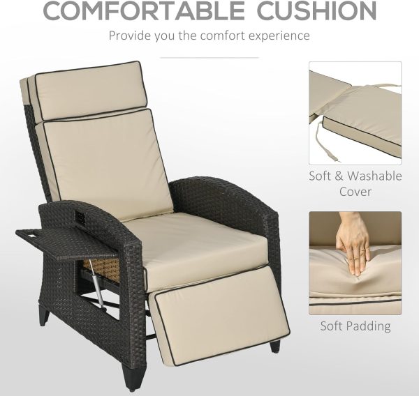 Outsunny Outdoor Recliner Chair with Cushion - Image 3