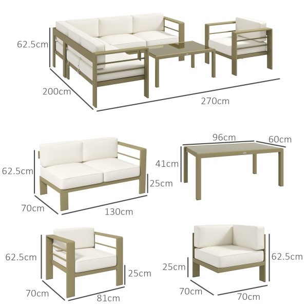 Outsunny 5 PCs Garden Sofa Set w/ Cushions, Aluminium Furniture Sets, Gold - Image 5