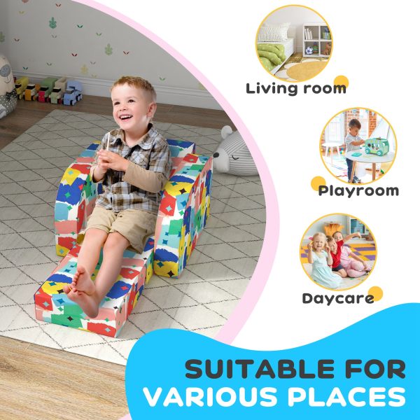 AIYAPLAY Kids Armchair, Foldable Toddler Chair for Bedroom - Multicoloured - Image 6