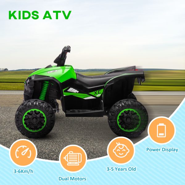 HOMCOM 12V Electric Quad Bikes for Kids Ride On Car ATV Toy for 3-5 Years Green - Image 3
