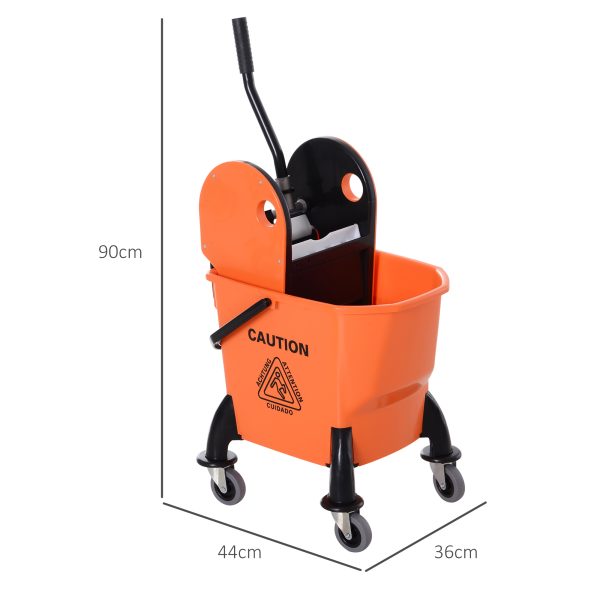 HOMCOM Mop Bucket on Wheels with Carry Handle, Mop Holder and Plastic Body - Image 3