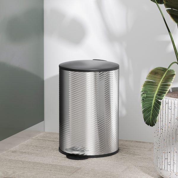HOMCOM 20L Kitchen Pedal Bin, Stainless Steel Bin with Soft-close Lid, Silver - Image 2