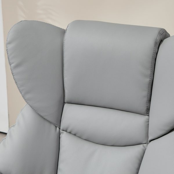HOMCOM PU Leather Manual Reclining Armchair Footstool Padded Seat Light Grey - Image 7