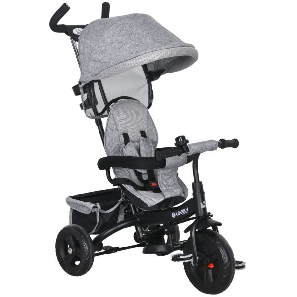 HOMCOM 6 in 1 Kids Trike, Stroller with Parent Handle, Grey