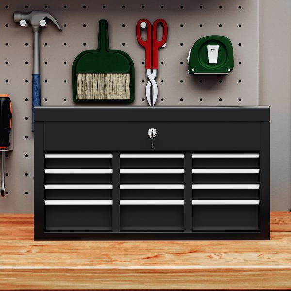 HOMCOM Lockable Metal Tool Chest w/ 6 Drawer, Ball Bearing Runners, Black - Image 7