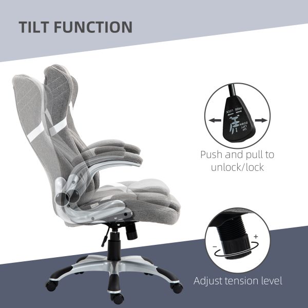 Vinsetto Fabric Office Desk Chair with Adjustable Height Tilt Function Grey - Image 4