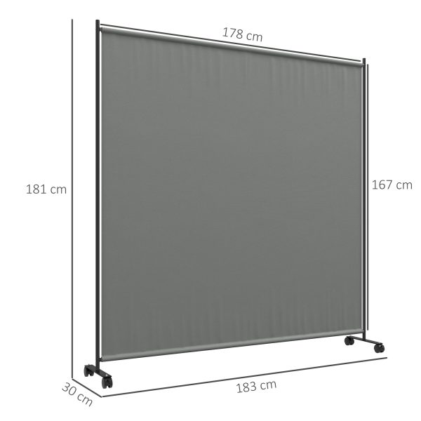 Outsunny Garden Screen with Wheels, 6ft Rolling Privacy Room Divider, Dark Grey - Image 5