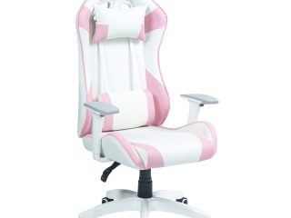 HOMCOM Gaming Chair for Adults Faux Leather Computer Chair w/ 3D Armrests Pink
