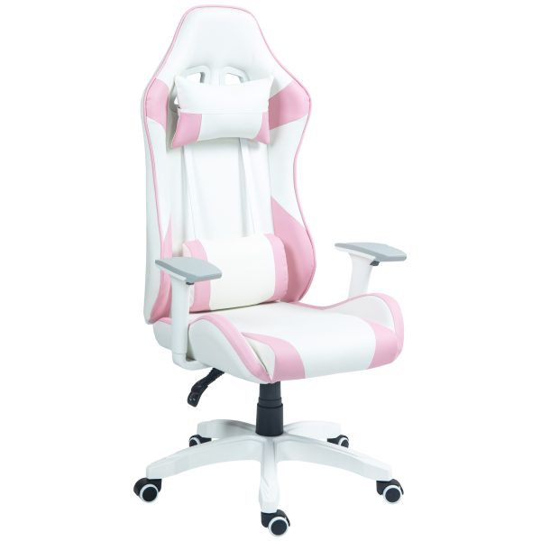 HOMCOM Gaming Chair for Adults Faux Leather Computer Chair w/ 3D Armrests Pink