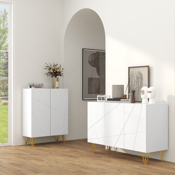 HOMCOM Freestanding Storage Cabinet with Adjustable Shelves for Living Room - Image 2