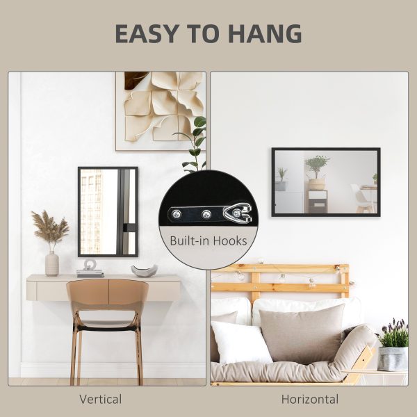 HOMCOM 60x40cm Wall Bathroom Mirror for Home Decor, Vanity Mirror, Black - Image 4