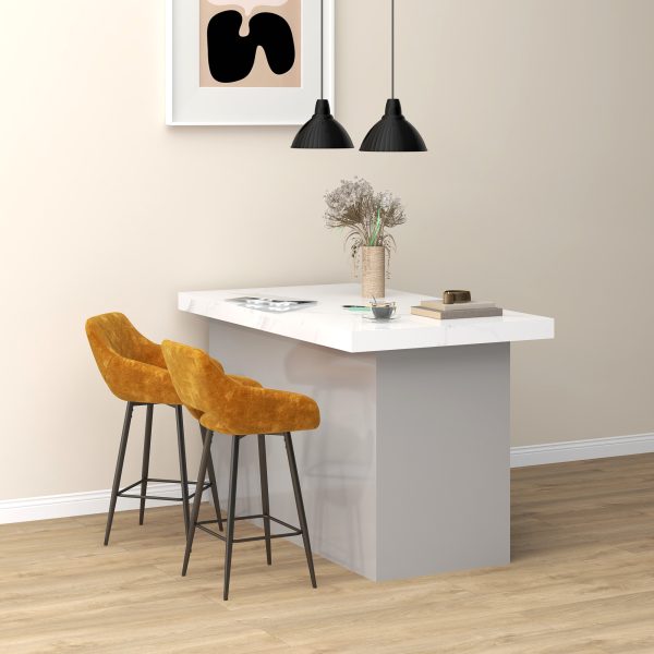 HOMCOM Bar Stools Set of 2, Velvet-Touch Fabric Counter Height Bar Chairs Brown - Image 4
