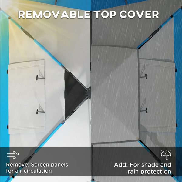 Outsunny 3-4 Man Camping Tent Portable with Bag, Quick Setup, Blue - Image 3