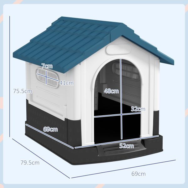 PawHut Dog Kennel for Outside, for XS and S Dogs, 80 x 69 x 76cm, Blue - Image 5