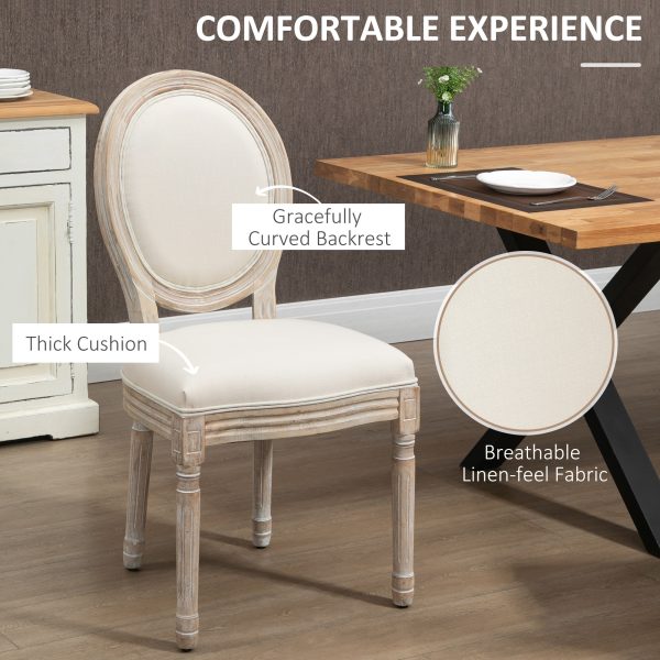 HOMCOM French-Style Dining Chairs Set of 2 with Linen Upholstery, Backrest - Image 5