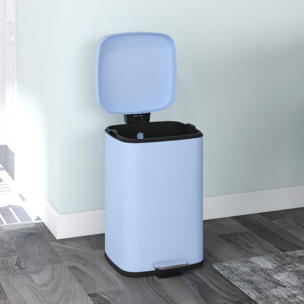 HOMCOM 20L Kitchen Pedal Bin, Metal Rubbish Bin with Soft-close Lid, Light Blue - Image 8