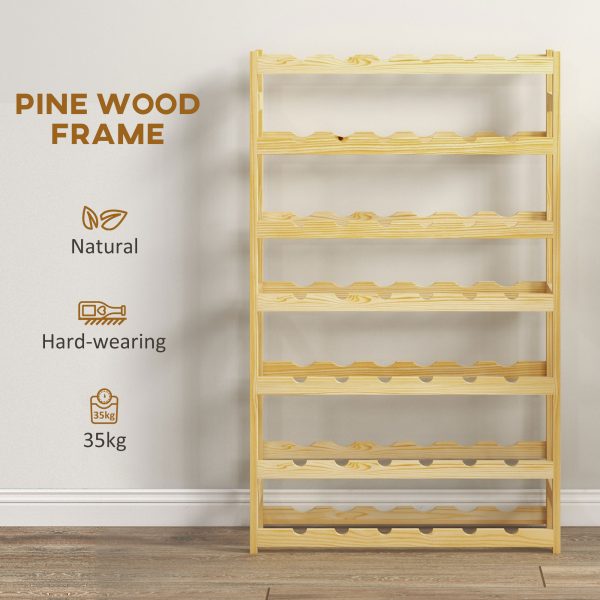 HOMCOM Free Standing Wooden Wine Rack 42 Bottles Holders, Natural - Image 5