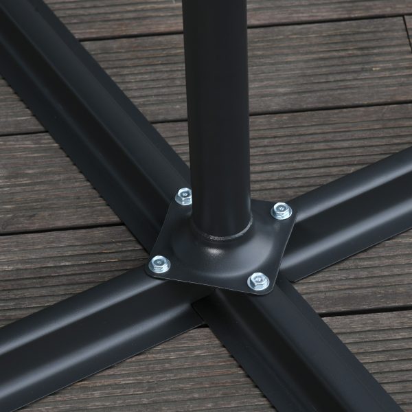 Outsunny 3m Garden Banana Parasol Cantilever Umbrella withCrank& Base, Black - Image 7