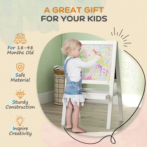 AIYAPLAY 2-in-1 Double-Sided Easel for Kids, with Storage Shelf- Blue - Image 6